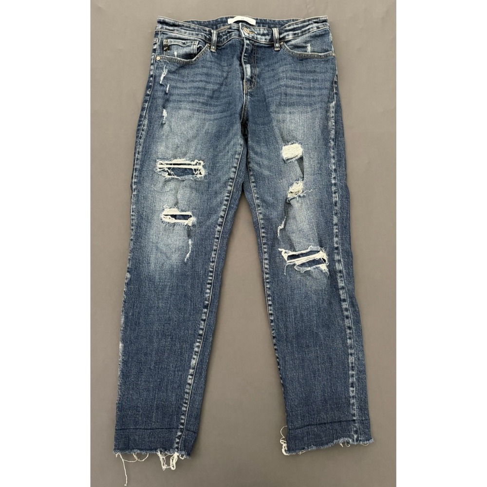 KanCan Jeans Womens 11/29 Dark Wash Distressed Skinny Stretch Distresses Raw Hem